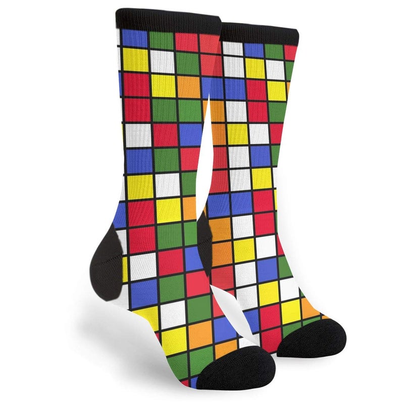 YISHOW Colorful Cube Crew Socks Funny Novelty Socks Gifts - Image 1